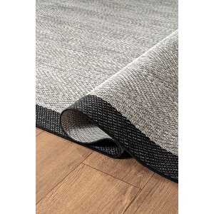 Zeen Ze001g Sisal Gri Siyah Kolay Temizlenebilir Makinede Yıkanabilir Mutfak Halısı Pamuk Taban