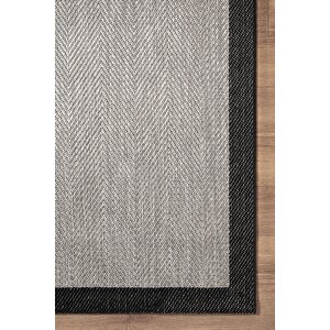 Zeen Ze001g Sisal Gri Siyah Kolay Temizlenebilir Makinede Yıkanabilir Mutfak Halısı Pamuk Taban