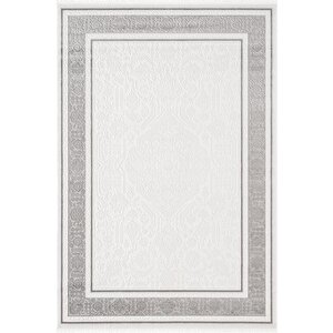 Jade Jd005g Gri Halı Klasik Çerçeve Desenli Triko Akrilik Pamuk Tabanlı Kaymaz Salon Halısı Koridor 80x300 cm