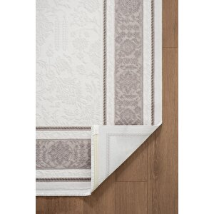 Jade Jd005g Gri Halı Klasik Çerçeve Desenli Triko Akrilik Pamuk Tabanlı Kaymaz Salon Halısı Koridor