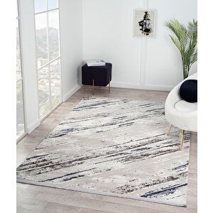 Tokyo Tk003m Gri Halı Lacivert Deyatlı Modern Akrilik Halı Kaymaz Taban Tozuaz Salon Halısı Koridor 100x300 cm