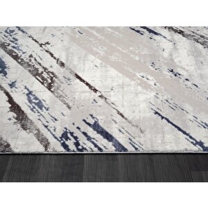Tokyo Tk003m Gri Halı Lacivert Deyatlı Modern Akrilik Halı Kaymaz Taban Tozuaz Salon Halısı Koridor