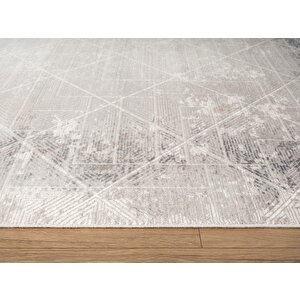 Cosmos Cs004g Gri Halı Modern Detaylı Pamuk Taban Viskon Tozuaz Salon Yatak Odası Koridor Halısı