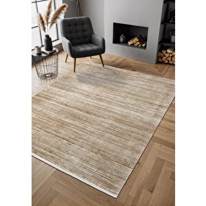 Cosmos Cs002k Kahve Halı Modern Detaylı Pamuk Taban Viskon Tozuaz Salon Yatak Odası Koridor Halısı 100x300 cm