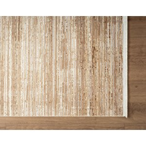 Cosmos Cs002k Kahve Halı Modern Detaylı Pamuk Taban Viskon Tozuaz Salon Yatak Odası Koridor Halısı