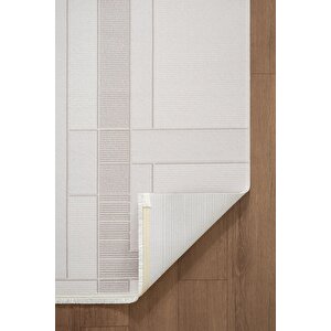 Jade Jd010g Gri Halı Modern Geometrik Desenli Triko Akrilik Pamuk Tabanlı Kaymaz Salon Mutfak Halısı