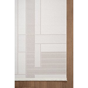 Jade Jd010g Gri Halı Modern Geometrik Desenli Triko Akrilik Pamuk Tabanlı Kaymaz Salon Mutfak Halısı