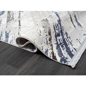 Tokyo Tk003m Gri Halı Lacivert Deyatlı Modern Akrilik Halı Kaymaz Taban Tozuaz Salon Halısı Koridor