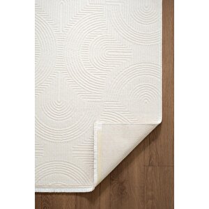 Icon Ic002w Krem Modern Desen Akrilik Pamuk Tabanlı Salon Koridor Oturma Yatak Odası Halısı