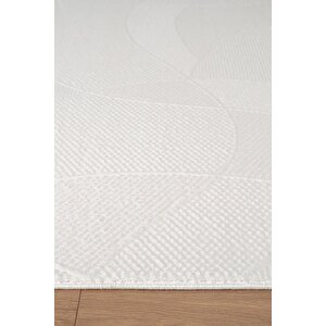 İndigo Id007w Beyaz Modern Desen Akrilik İplik Tozuaz Pamuk Taban Salon Mutfak Halısı 200x290 cm