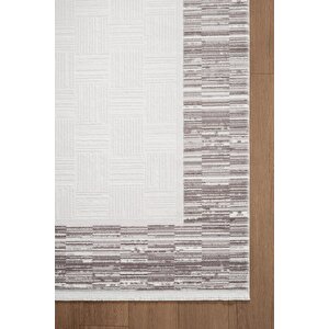 Jade Jd003g Gri Halı Modern Çerçeve Desenli Triko Akrilik Pamuk Tabanlı Kaymaz Yumuşak Salon Halısı