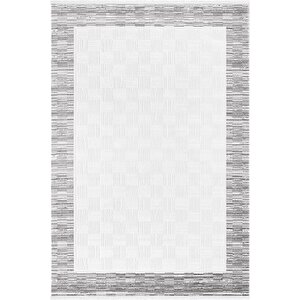 Jade Jd003g Gri Halı Modern Çerçeve Desenli Triko Akrilik Pamuk Tabanlı Kaymaz Yumuşak Salon Halısı 80x300 cm