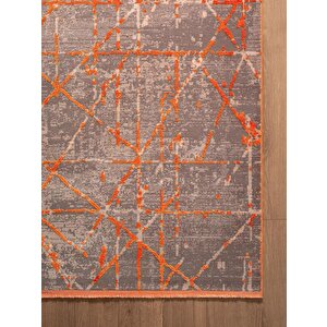 Art At005t Turuncu Halı Modern Desen Triko Akrilik Viskon Boyama Yüksek Sıklık Ipek Serisi