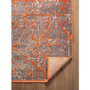 Art At005t Turuncu Halı Modern Desen Triko Akrilik Viskon Boyama Yüksek Sıklık Ipek Serisi