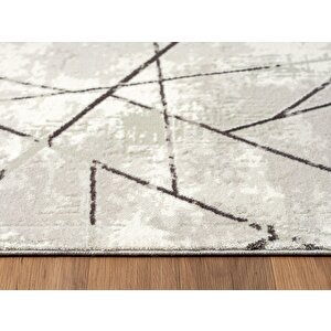 Tokyo 1703 Gri Halı Antrasit Detaylı Geometrik Desen Modern Akrilik Halı Kaymaz Taban Tozuaz