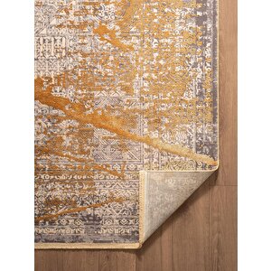 Art At001s Sarı Halı Modern Desen Triko Akrilik  Viskon Boyama Yüksek Sıklık Ipek Serisi