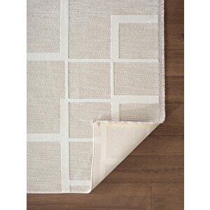 Sümer Sm015a Krem Renkli Halı Çizgi Desenli Dekoratif Modern Antialerjik Salon Mutfak Halısı