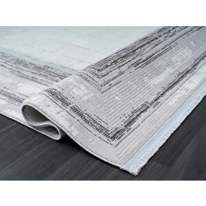 Dark Dk018g Gri Halı Antrasit Detaylı Akrilik Tozuaz Modern Salon Halısı Yatak Odası Halısı Koridor 80x150 cm