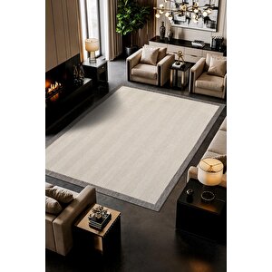 Zeen Ze001w Sisal Gri Beyaz Kolay Temizlenebilir Makinede Yıkanabilir Mutfak Halısı Pamuk Taban 160x230 cm