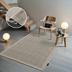 Mumbai Mu001g Gri Doğal Kilim Görünümlü Pamuk Tuşeli Kaymaz Pamuk Taban Dekoratif Halı Tozu Yok 200x290 cm