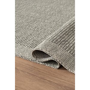 Mumbai Mu001g Gri Doğal Kilim Görünümlü Pamuk Tuşeli Kaymaz Pamuk Taban Dekoratif Halı Tozu Yok
