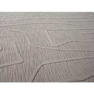 Sümer Sm014g Gri Rengi Halı Çizgi Desenli Dekoratif Modern Antialerjik Salon Mutfak Halısı