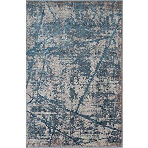 Art At001m Mavi Halı Modern Desen Triko Akrilik  Viskon Boyama Yüksek Sıklık Ipek Serisi 200x290 cm