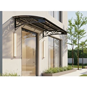 Metal Taşıyıcılı Kapı Üstü Pratik Sundurma Lale Serisi Antrasit Ayak 10 Mm Siyah Polikarbon Levha 175x100 Cm