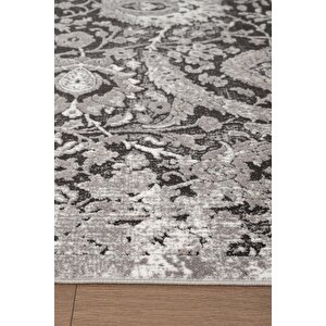 Look Black Lb009g Siyah Gri Halı Klasik Desen Akrilik Yumuşak Tozuaz Salon Oturma Odası Halısı