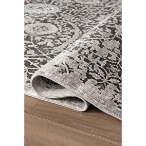 Look Black Lb009g Siyah Gri Halı Klasik Desen Akrilik Yumuşak Tozuaz Salon Oturma Odası Halısı 100x300 cm