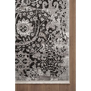 Look Black Lb009g Siyah Gri Halı Klasik Desen Akrilik Yumuşak Tozuaz Salon Oturma Odası Halısı