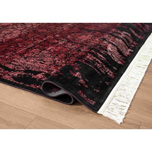 Diamente Dm004j Siyah Kırmızı Modern Klasik Desen 100 Tarak Bambu Viskon Halı İpek Serisi 240x340 cm