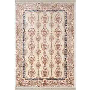 Imperial Luxe Il003r Krem Çerçeveli Halı Klasik Desen 100 Tarak Bambu Viskon İpek Serisi 100x300 cm