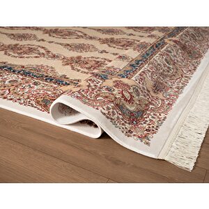 Imperial Luxe Il003r Krem Çerçeveli Halı Klasik Desen 100 Tarak Bambu Viskon İpek Serisi 100x300 cm