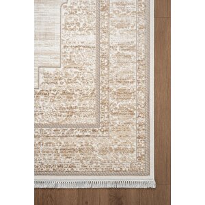 Etro Et004b Krem Klasik Çerçeveli Göbekli Desen Parlak Ağır Salon Halısı İpek Serisi