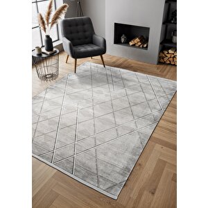 Cosmos Cs007g Gri Halı Modern Detaylı Pamuk Taban Viskon Tozuaz Salon Yatak Odası Koridor Halısı 100x300 cm