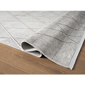 Cosmos Cs007g Gri Halı Modern Detaylı Pamuk Taban Viskon Tozuaz Salon Yatak Odası Koridor Halısı 100x300 cm