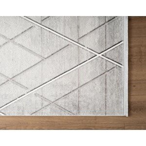 Cosmos Cs007g Gri Halı Modern Detaylı Pamuk Taban Viskon Tozuaz Salon Yatak Odası Koridor Halısı