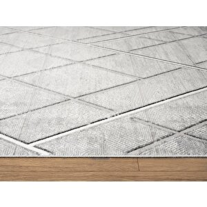 Cosmos Cs007g Gri Halı Modern Detaylı Pamuk Taban Viskon Tozuaz Salon Yatak Odası Koridor Halısı