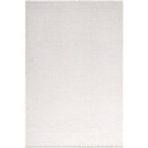 Jade Jd013w Beyaz Halı Modern Desenli Triko Akrilik Pamuk Tabanlı Kaymaz Salon Oturma Odası Halısı 160x230 cm