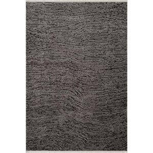 Look Black Lb005z Siyah Gri Halı Modern Desen Akrilik Yumuşak Tozuaz Salon Oturma Odası Halısı 80x300 cm