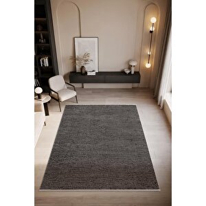 Look Black Lb005z Siyah Gri Halı Modern Desen Akrilik Yumuşak Tozuaz Salon Oturma Odası Halısı 80x300 cm