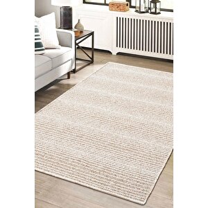 Decor Dc001b Bej Doğal Kalın Kilim Kenar Saçaklı Üst Sınıf Kalite Karmen Halı İpek Serisi 100x200 cm