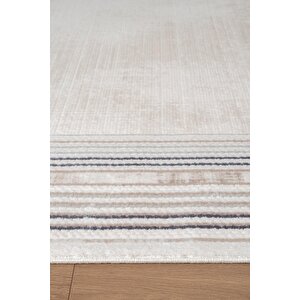 İndigo Id005m Krem Mavi Klasik Çerçeveli Desen Akrilik İplik Tozuaz Pamuk Taban Salon Mutfak Halısı 120x180 cm