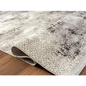 Tokyo 1701 Gri Halı Antrasit Detaylı Modern Klasik Desen Akrilik Halı Kaymaz Taban Tozuaz Salon Halı