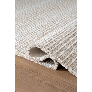 Decor Dc001b Bej Doğal Kalın Kilim Kenar Saçaklı Üst Sınıf Kalite Karmen Halı İpek Serisi 160x230 cm