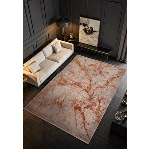 Art At003t Kiremit Halı Modern Desen Triko Akrilik Viskon Boyama Yüksek Sıklık Ipek Serisi 100x200 cm