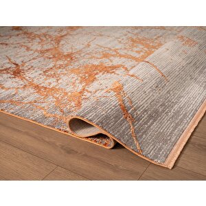 Art At003t Kiremit Halı Modern Desen Triko Akrilik Viskon Boyama Yüksek Sıklık Ipek Serisi 100x200 cm