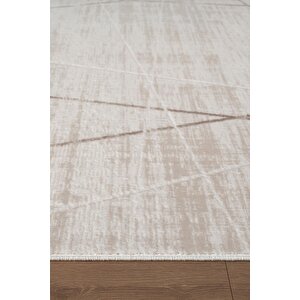 İndigo Id009g Krem Modern Desen Akrilik İplik Tozuaz Pamuk Taban Salon Mutfak Halısı 80x300 cm