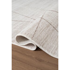 İndigo Id009g Krem Modern Desen Akrilik İplik Tozuaz Pamuk Taban Salon Mutfak Halısı